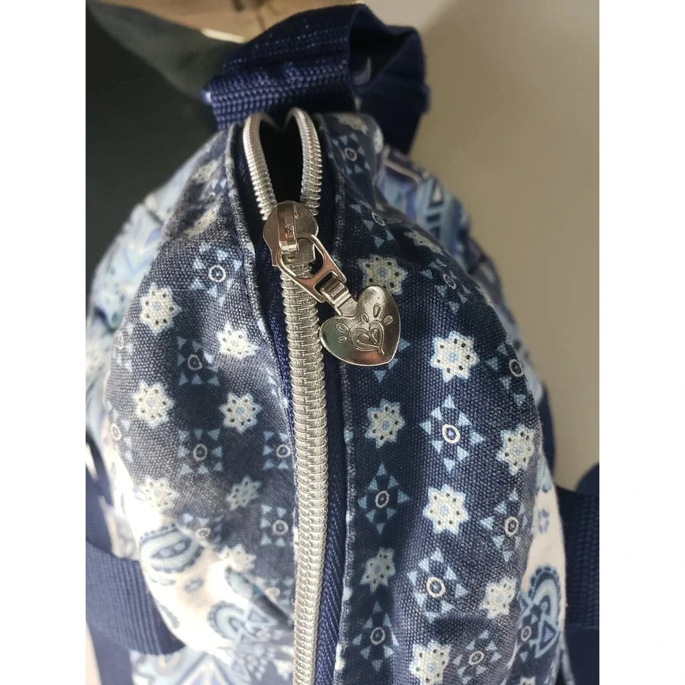 Justice Girls‎ Blue Paisley Geometric Duffle Bag Glitter Logo Crossbody Strap